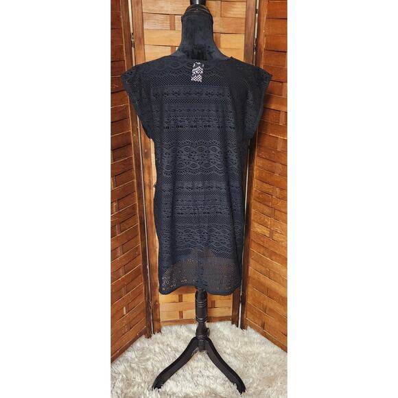 Merona Women's Black Laser Cut Swimsuit Cover-Up Dress Size Medium M - Picture 6 of 7